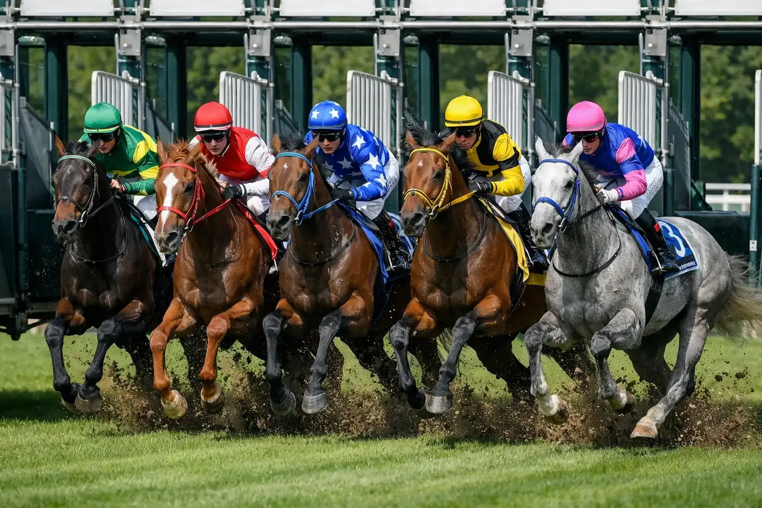 Startboxen öffnen sich beim Pferderennen