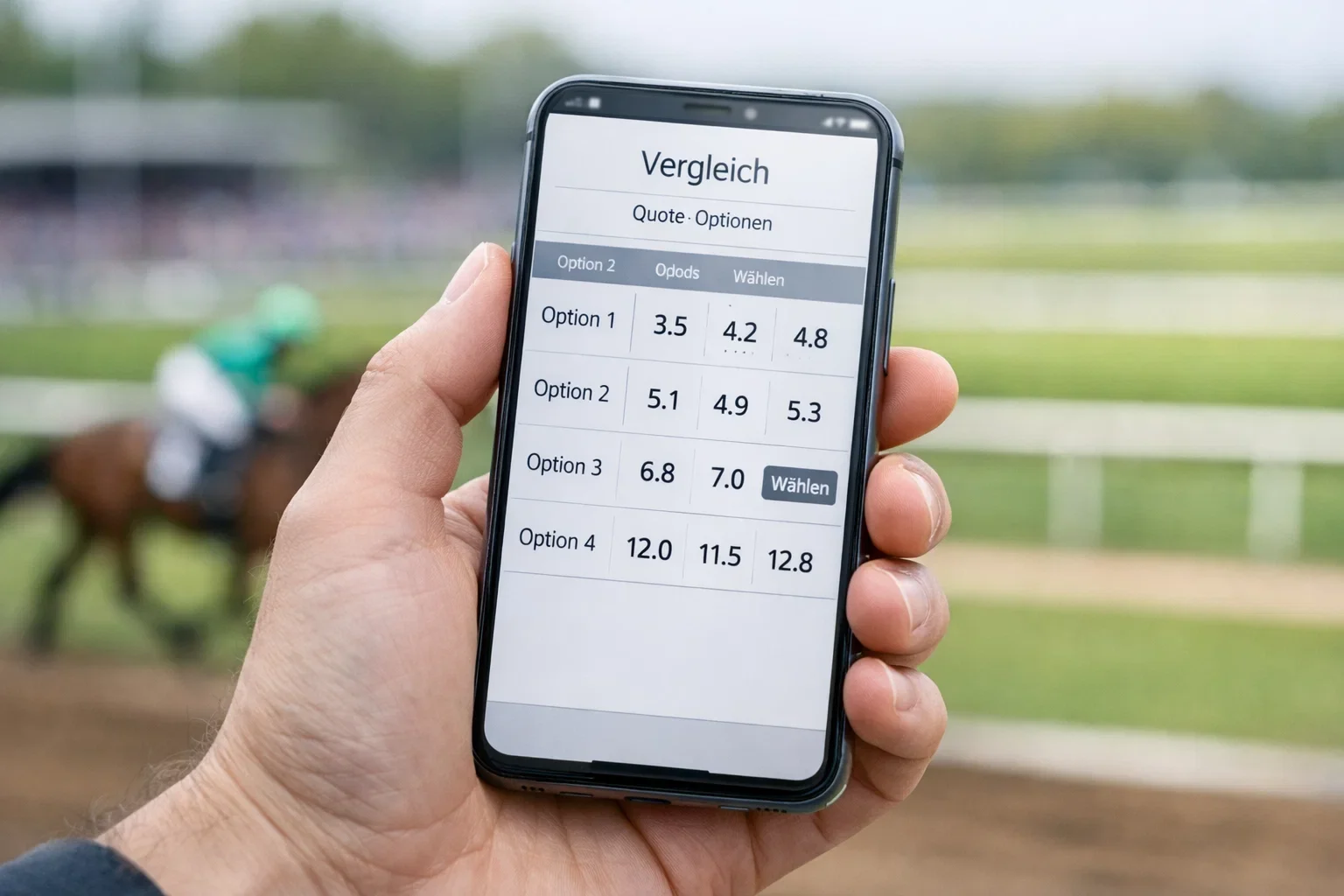 Smartphone zeigt Wett-App mit Quotenvergleich