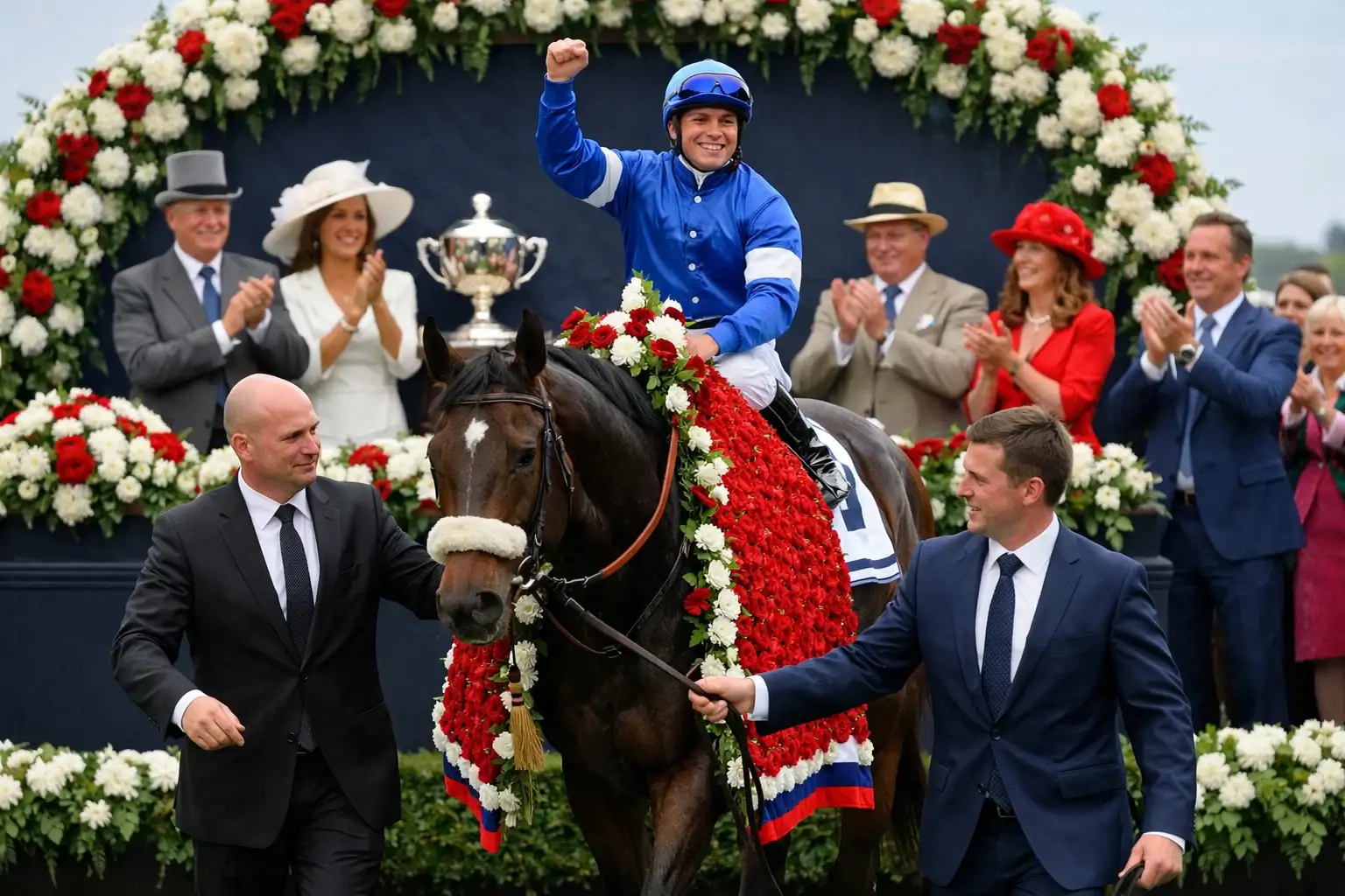 Siegerehrung bei großem Pferderennen